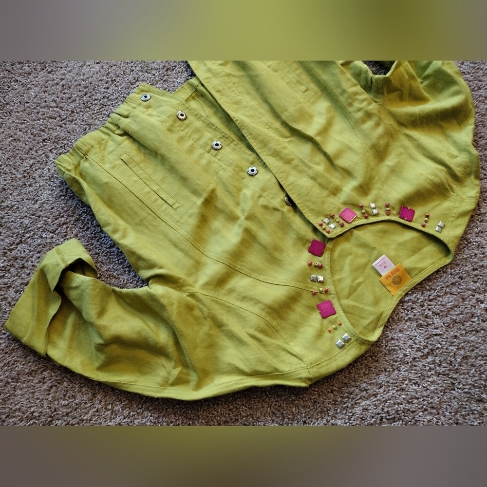 Ruby Rd. Lime Green Jacket Blazer - Picture 2 of 14